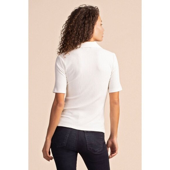 💕TRINA TURK💕 Ribbed Knit Nishi 2 Top ~ White Medium M NWT - Picture 2 of 14